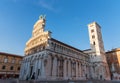 LUCCA, ITALY Ã¢â¬â MAY 23, 2017: 13th century Romanesque facade of the San Michele in Foro Saint Michael church.